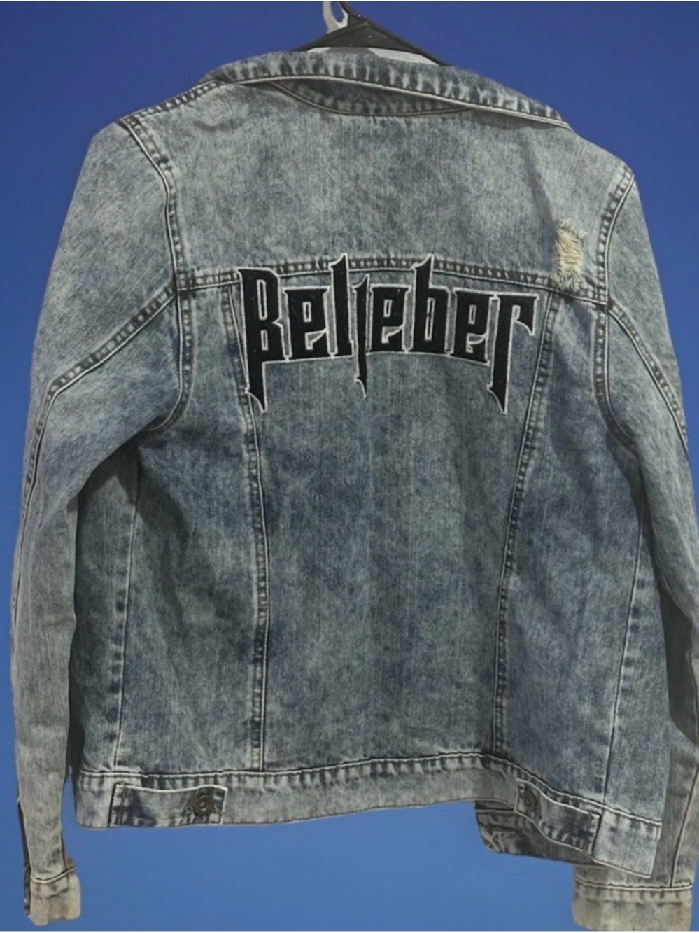 Falabella Vintage Justin Bieber “Belieber” M Y2K Denim Distressed Jacket Rare